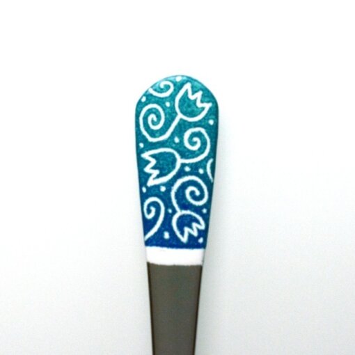 malovaná lžička modrozelená - Kvítka